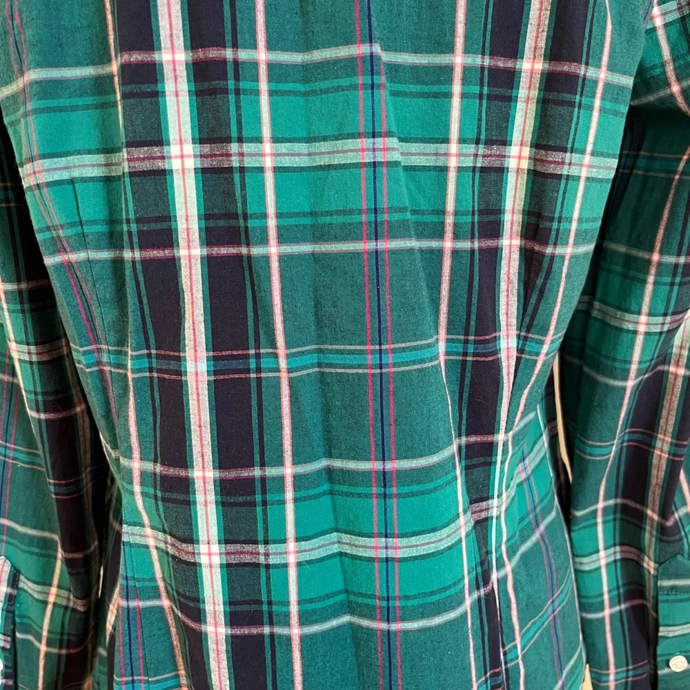 Crown & Ivy Green Plaid Ruffle Blouse Size Medium - Picture 5 of 10